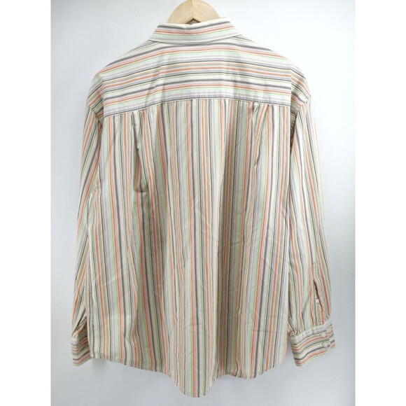 Button‎ Up Shirt Striped Multicolor Size Large Long Sleeve Men Geoffrey Beene - Picture 6 of 6